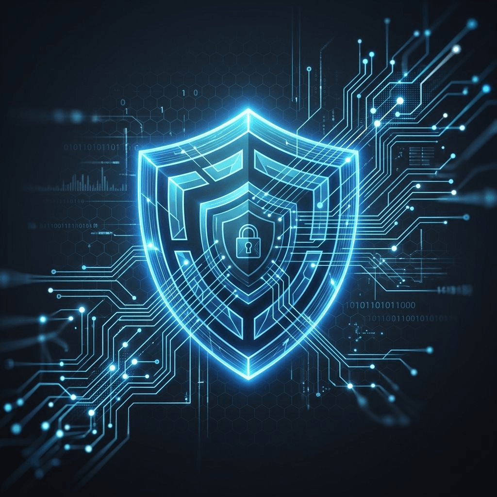 Neural network pattern overlaying cyber security shield